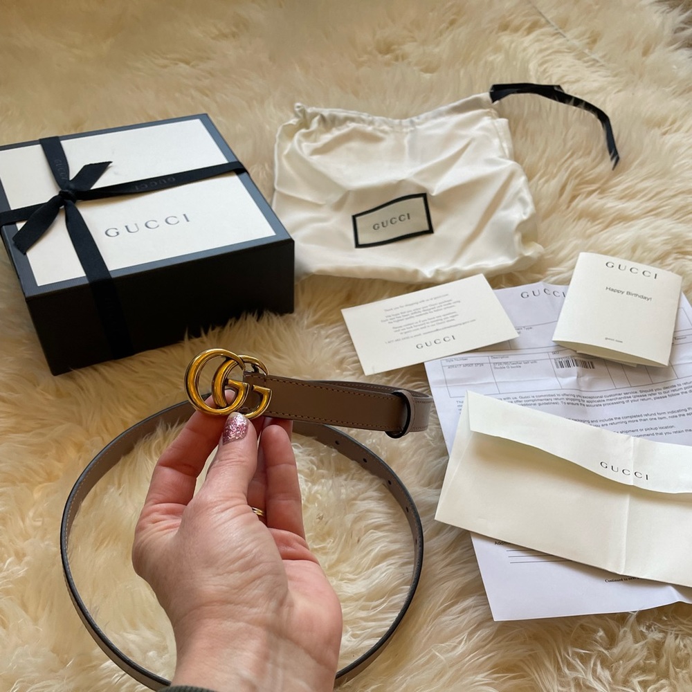 Gucci leather belt with double G buckle
